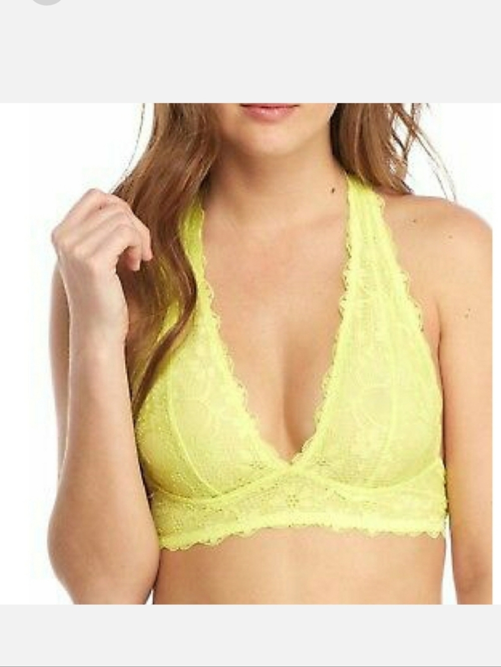 Intimately Free People Lace Plunge Bralette in Bright Yellow